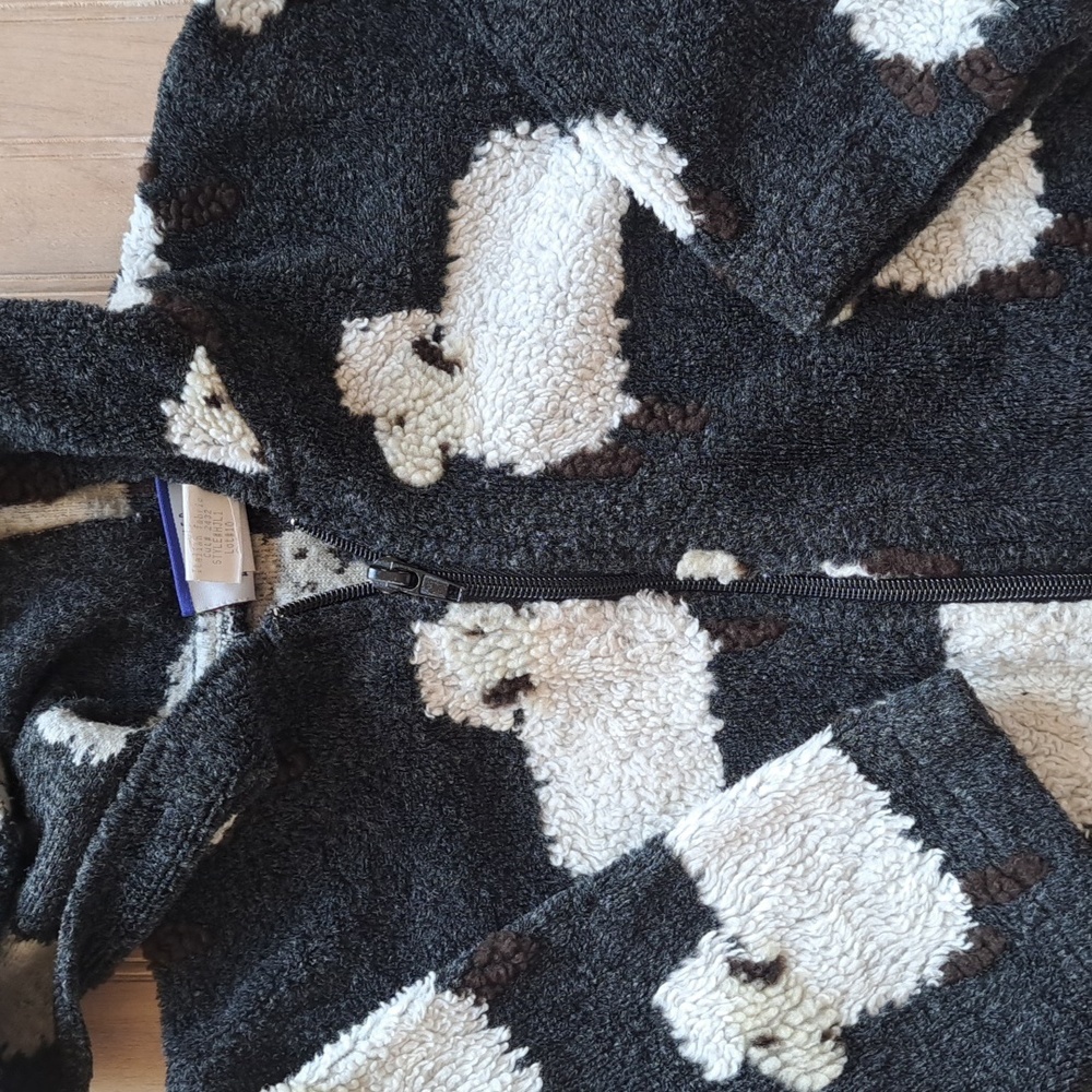 Vintage Flap Happy Wee Winter Woolies Sheep Hoodie Jacket Zip-Up Fuzzy Made USA - Picture 3 of 11
